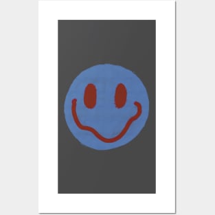 Blue and Maroon Smiley Face Posters and Art